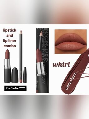 MAC•XIMAL Lip Duo •WHIRL Lipstick + WHIRL Lip Pencil• Mauve Brown • .10 oz • NIB